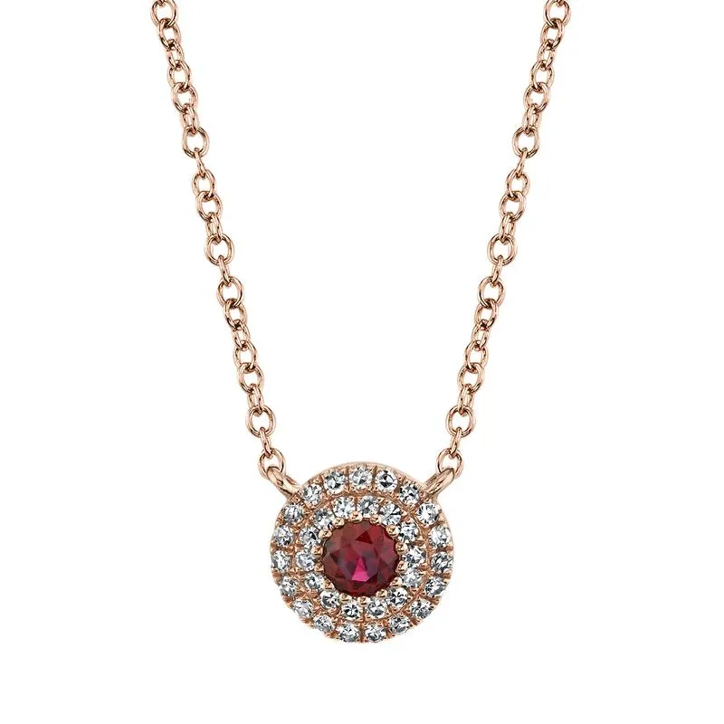 Round Ruby Diamond Necklace