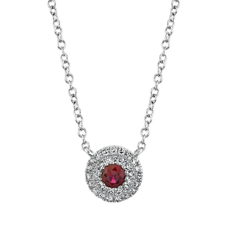 Round Ruby Diamond Necklace