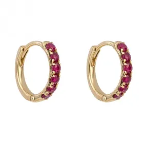 Ruby 9ct Yellow Gold Hoop Earrings GE1019R