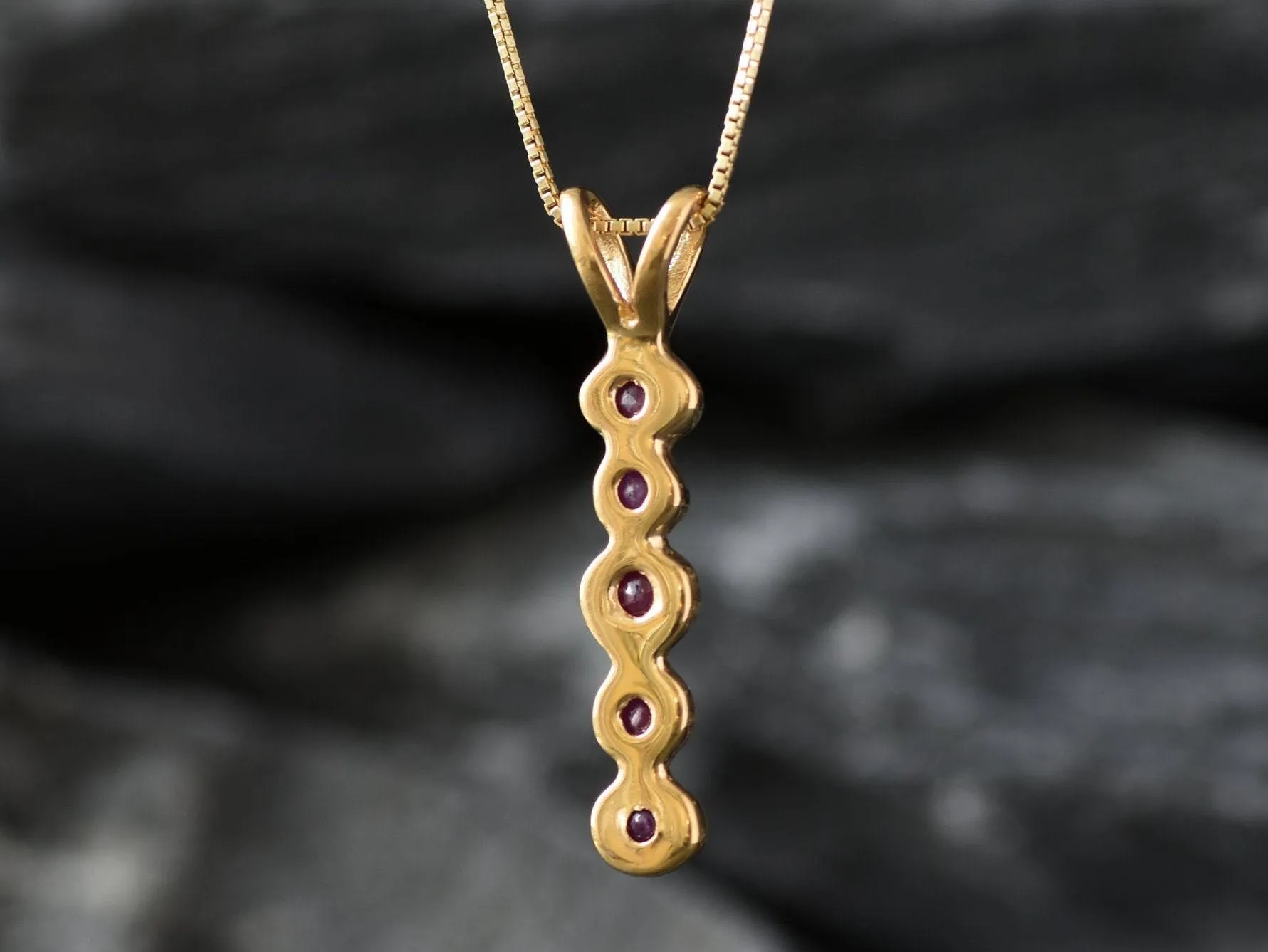 Ruby Bubble Pendant - Natural Ruby Necklace, Gold Ruby Pendant