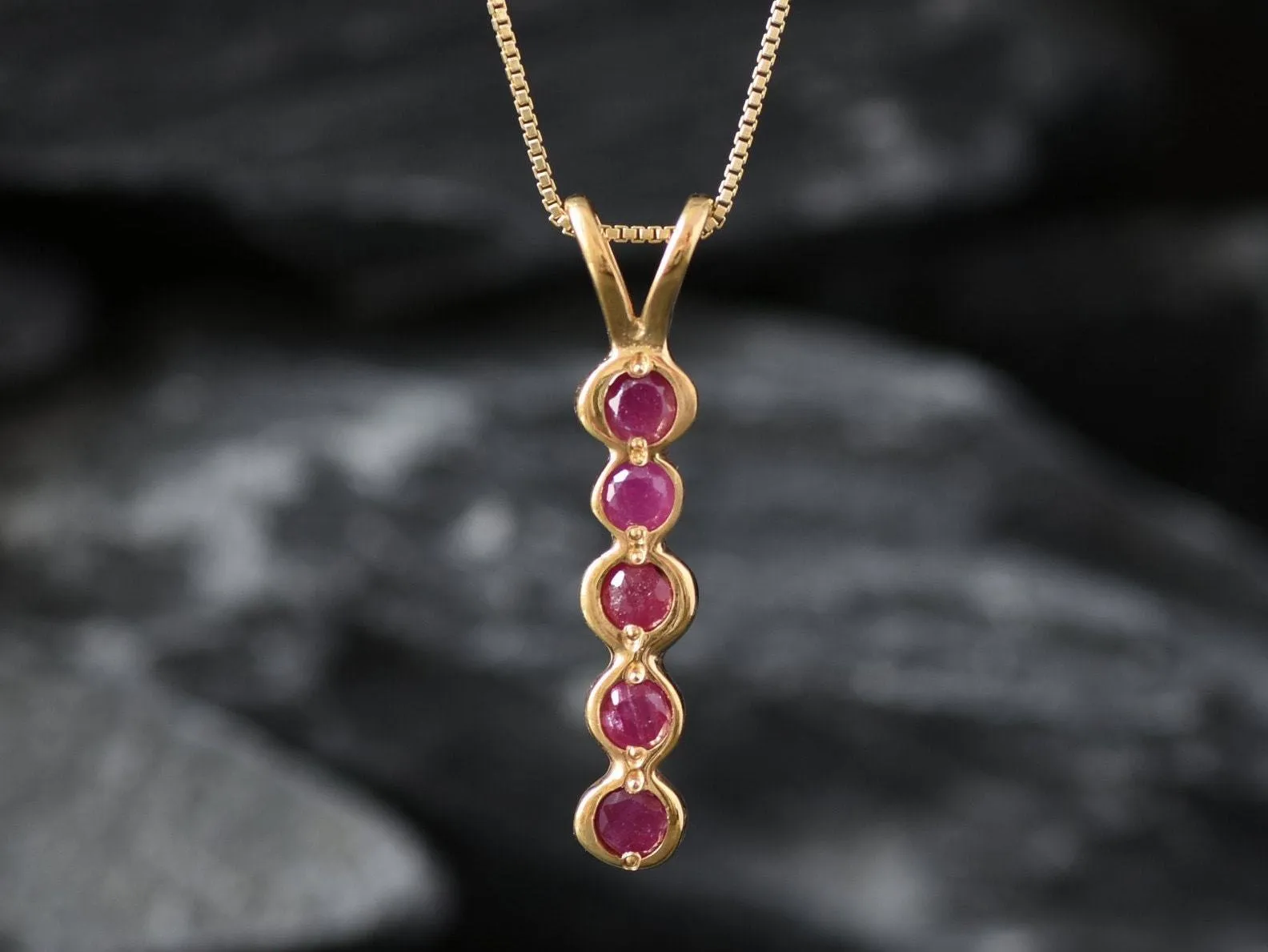 Ruby Bubble Pendant - Natural Ruby Necklace, Gold Ruby Pendant