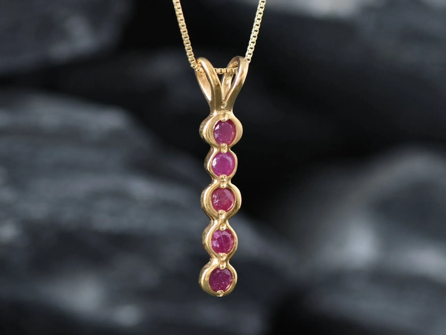 Ruby Bubble Pendant - Natural Ruby Necklace, Gold Ruby Pendant