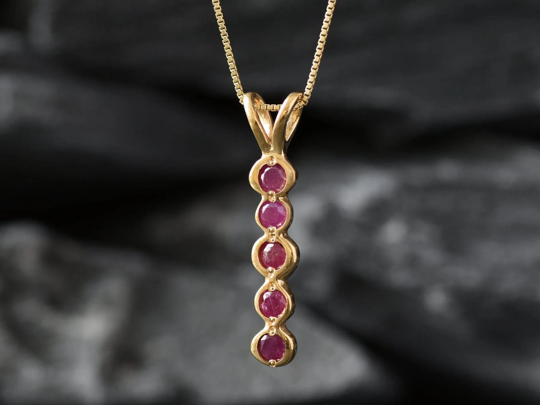 Ruby Bubble Pendant - Natural Ruby Necklace, Gold Ruby Pendant