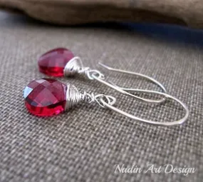 Ruby Crystal Dangle Earrings