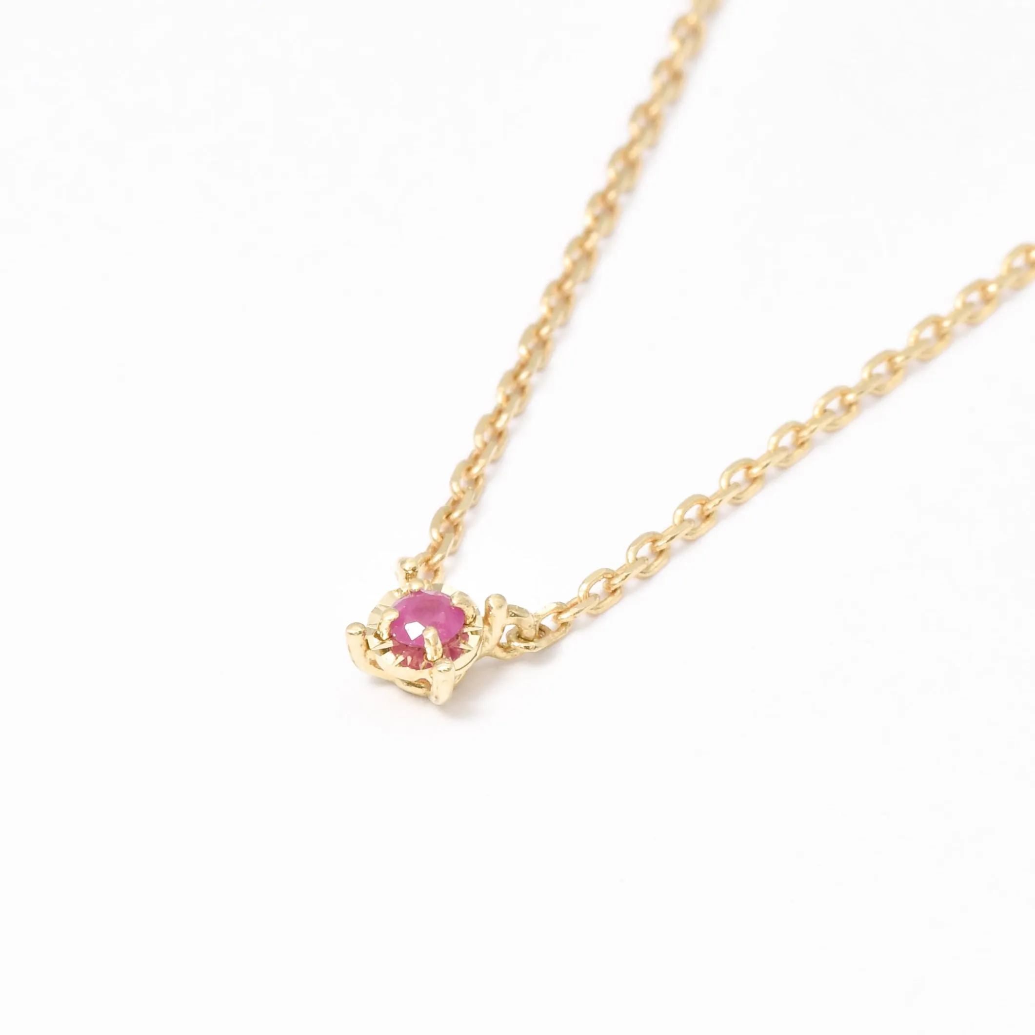 Ruby Gold Necklace - 14k Solid Gold Necklace - Genuine Ruby Necklace