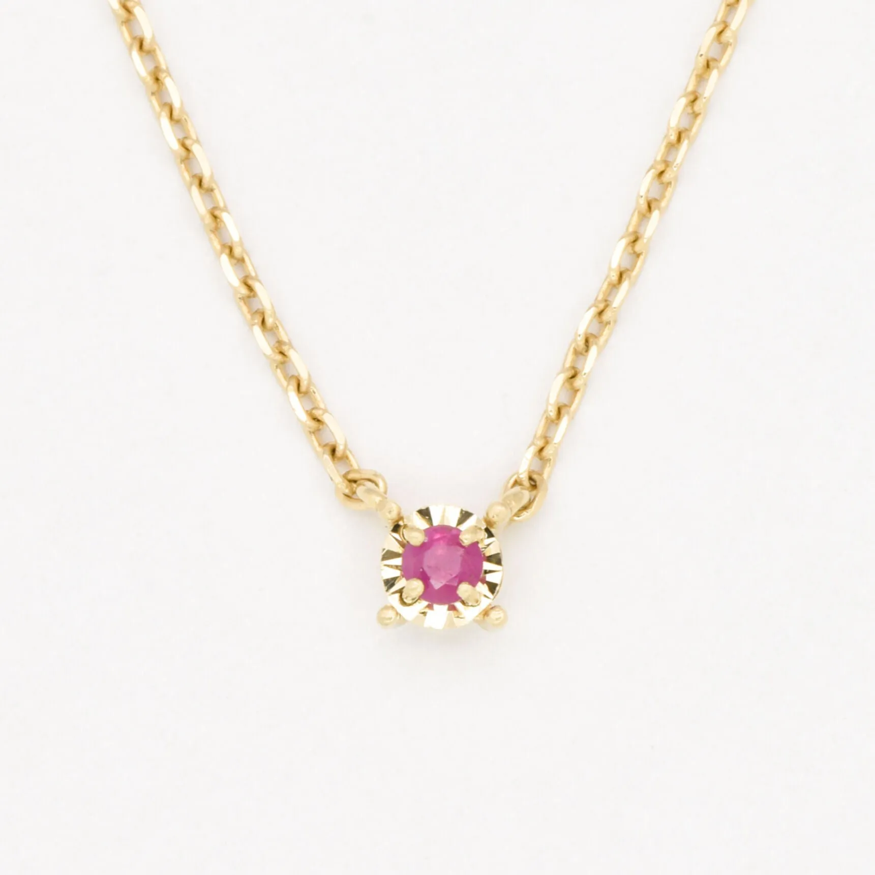 Ruby Gold Necklace - 14k Solid Gold Necklace - Genuine Ruby Necklace