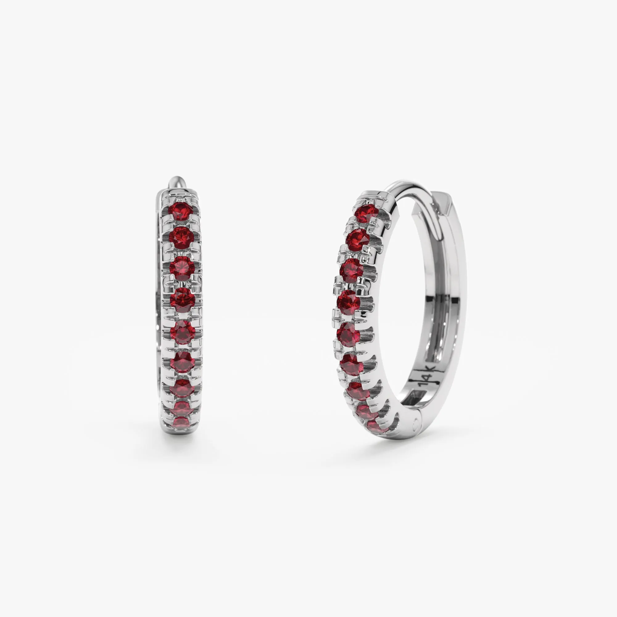 Ruby Huggie Hoop Earrings, Cherry