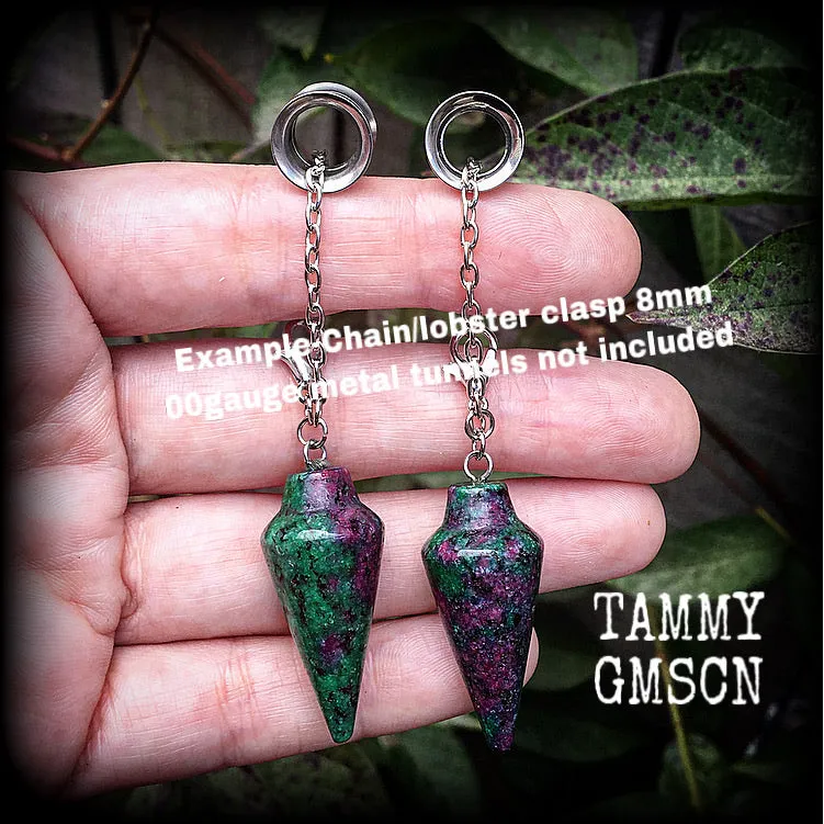 Ruby in Fuchsite earrings-Gemstone ear hangers