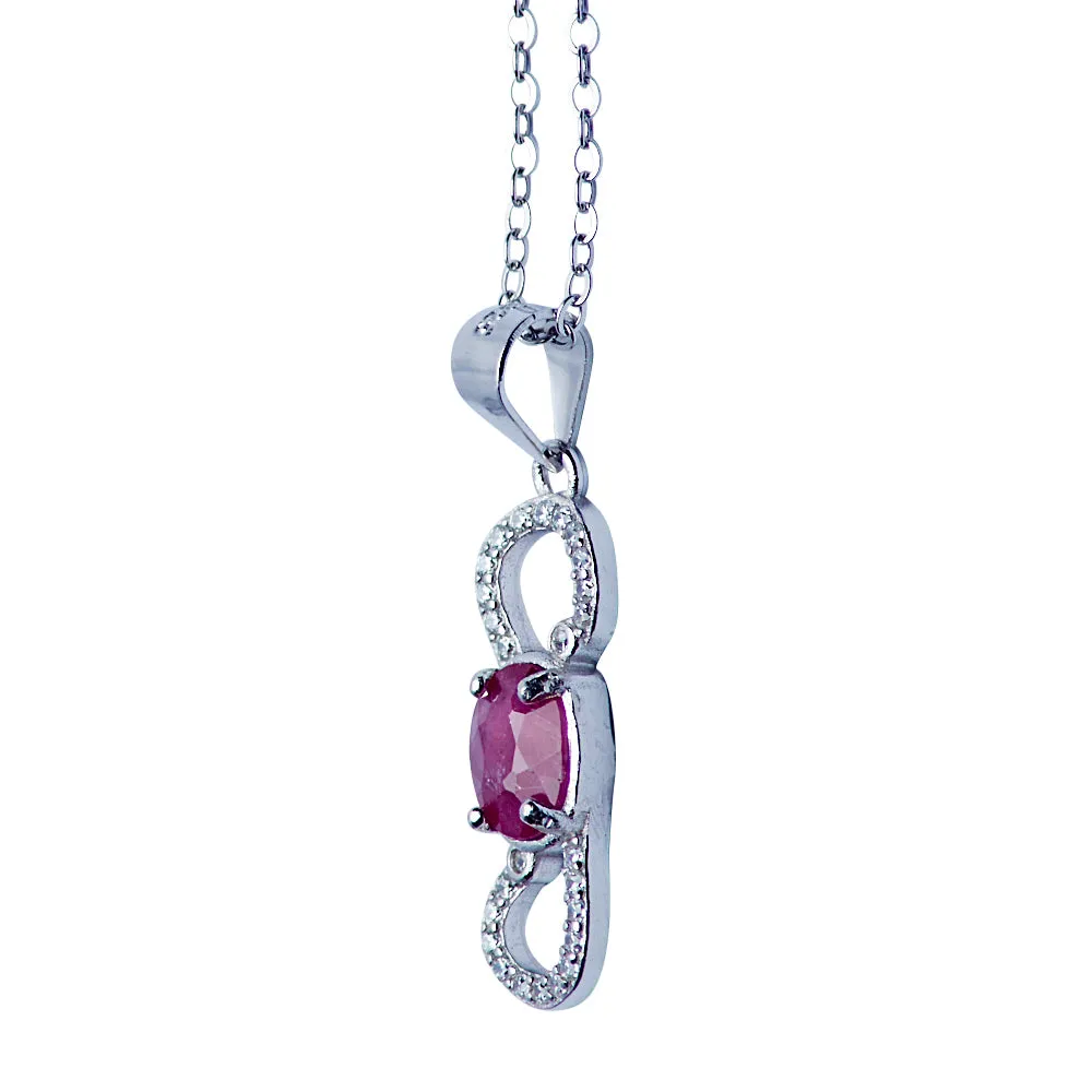 Ruby Infinity Silver Pendant