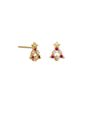 Ruby Mini Christmas Tree Earrings