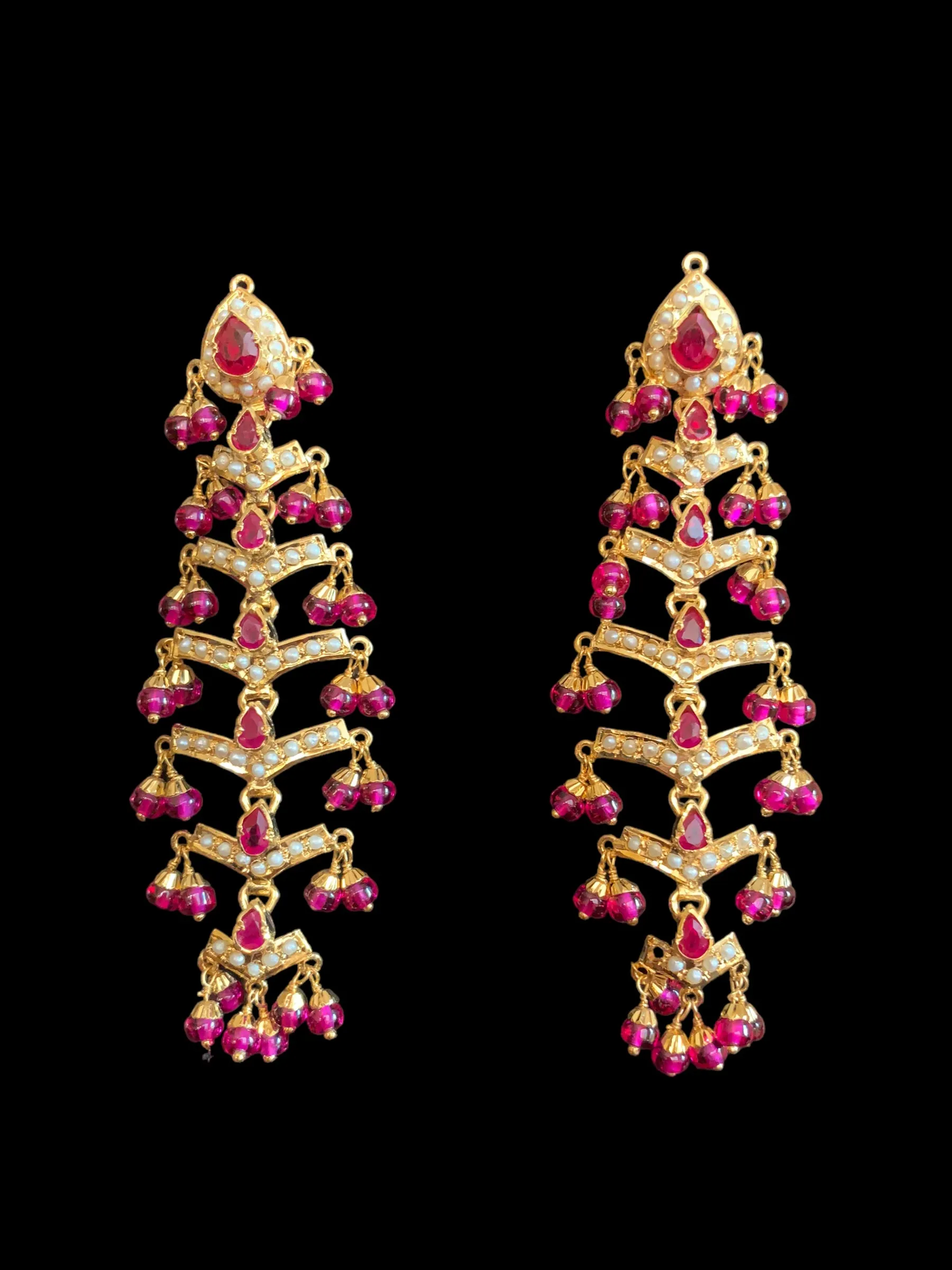 Ruby pearl gold plated silver earrings ( READY TO SHIP )