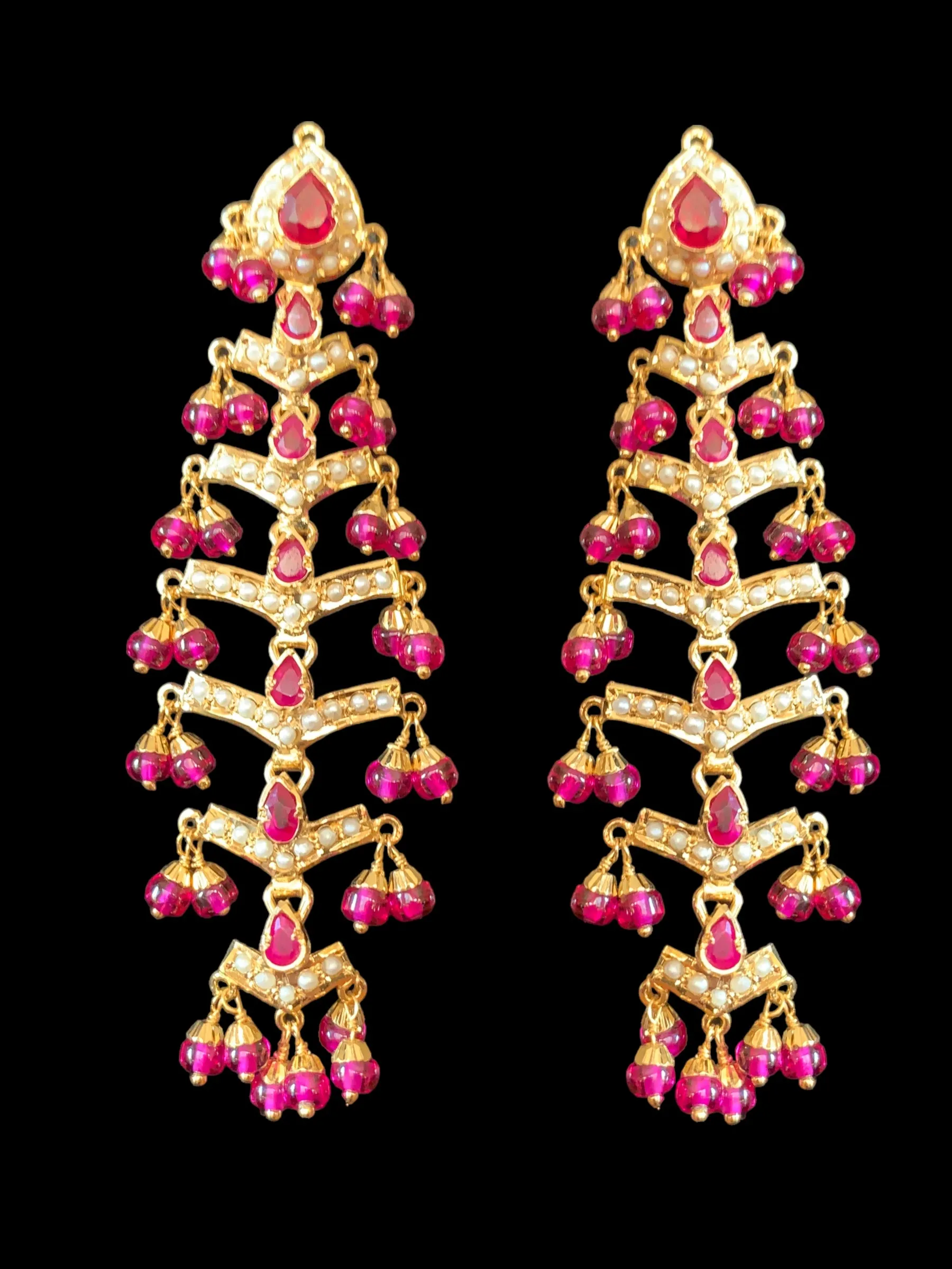 Ruby pearl gold plated silver earrings ( READY TO SHIP )