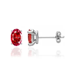 SAVANNAH - Oval Ruby 950 Platinum Stud Earrings