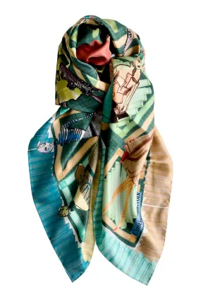 Silk scarf "Shopping Style" Lacroix - green