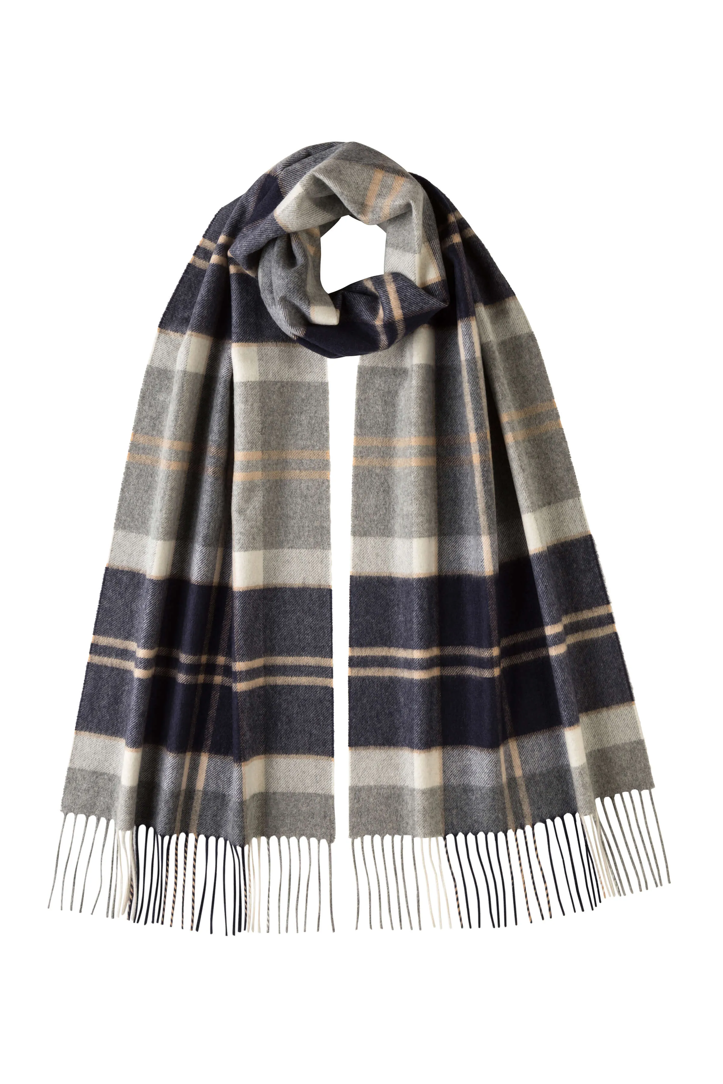 Silver Bannockbane Tartan Wide Cashmere Scarf