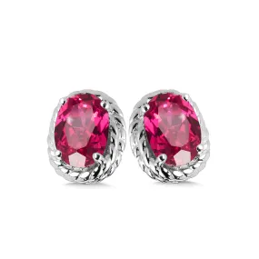 Silver Created Ruby Stud Earrings LVE708-CRB