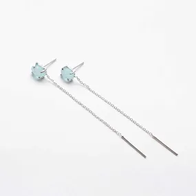 Silver Semi Precious Stud with Chain Earrings