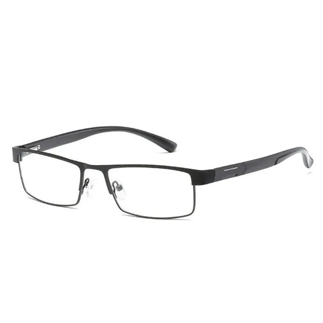 Simple Matel Frame Reading Glasses Hyperopia Eyeglasses  3.00D(Matte Black)