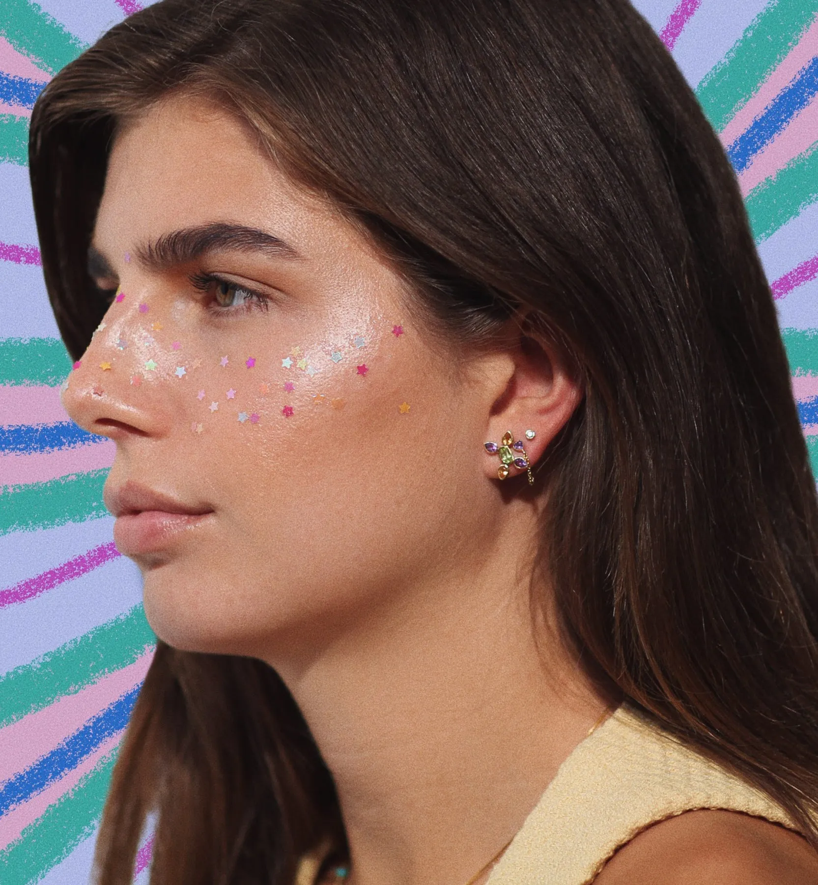 Single Kaleidoscope X Stud Earring 14K