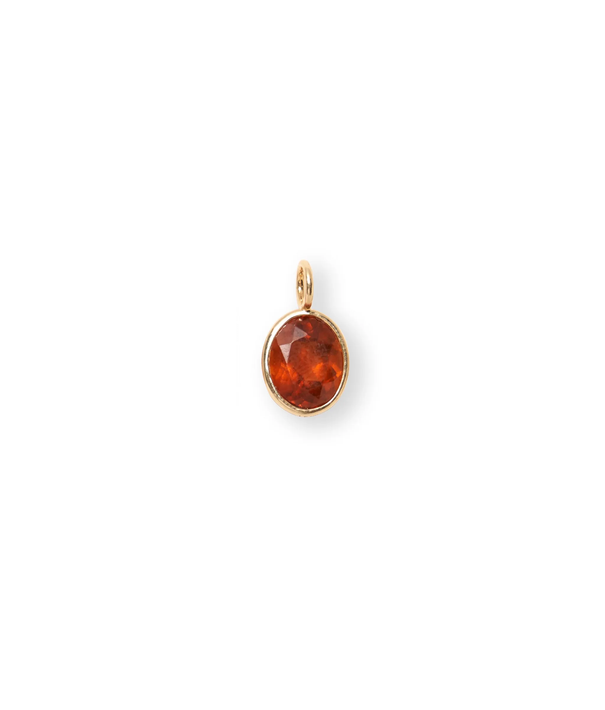 Singular Oval 14k Gold Necklace Charm in Hessonite Garnet