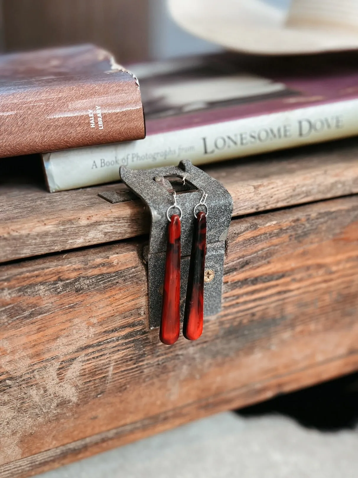 Skinny Red Dangle Earrings