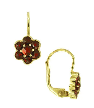 Small Bohemian Garnet Victorian Drop Earrings in 14 Karat Yellow Gold and Sterling Silver Vermeil