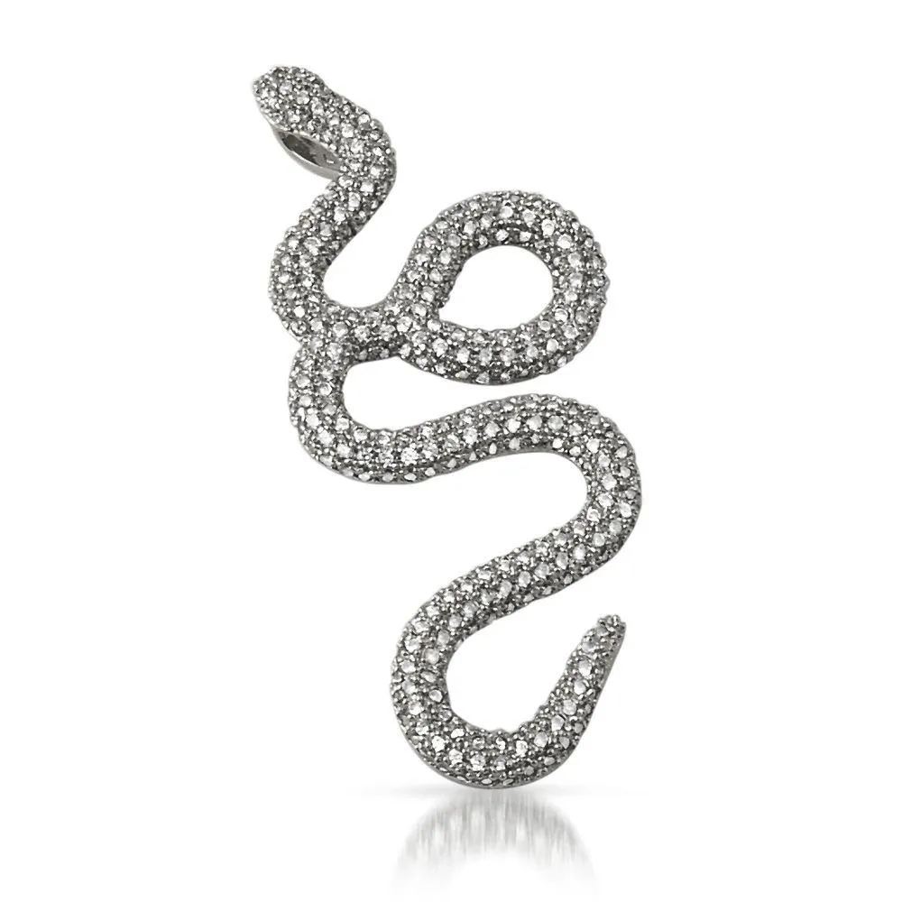 Snake CZ Bling Bling Pendant in Rhodium