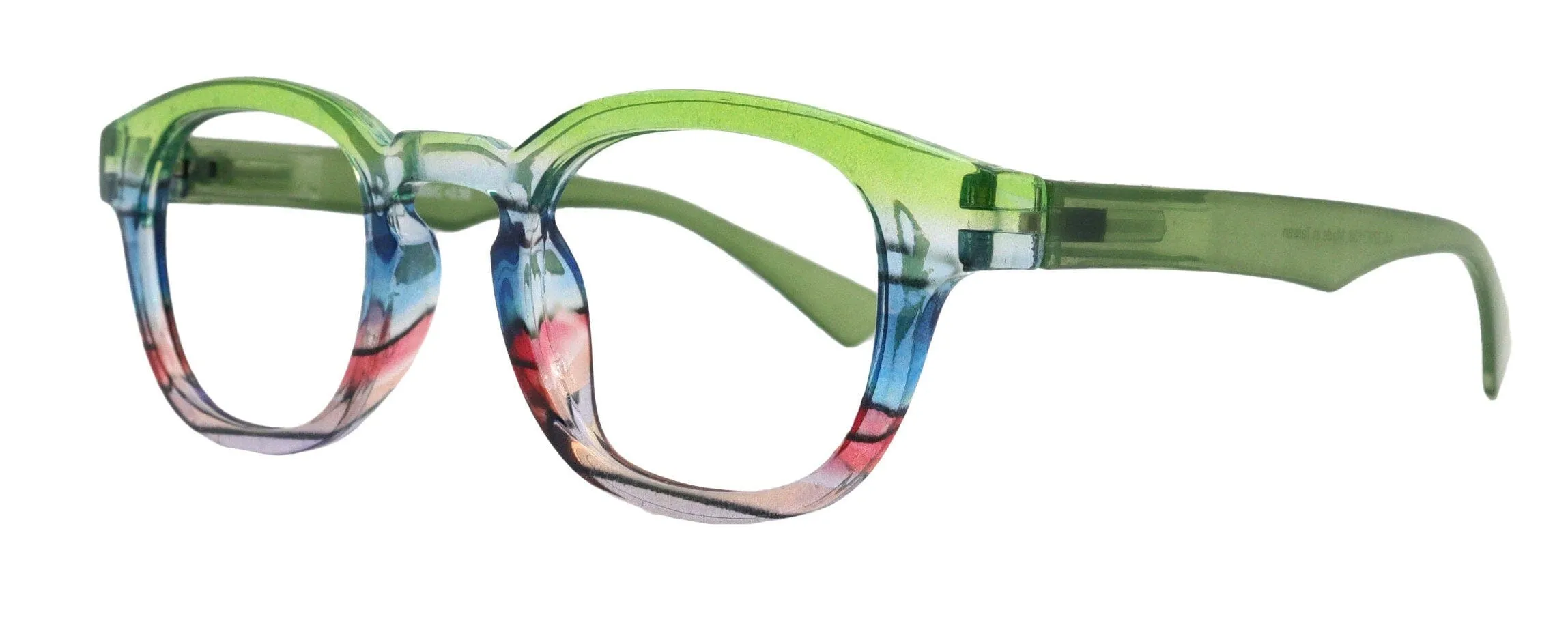 Sorbet Premium Reading Glasses High End Readers  1.25 ..  4.00 (Green Transparent) Round Optical Frames. NY Fifth Avenue.