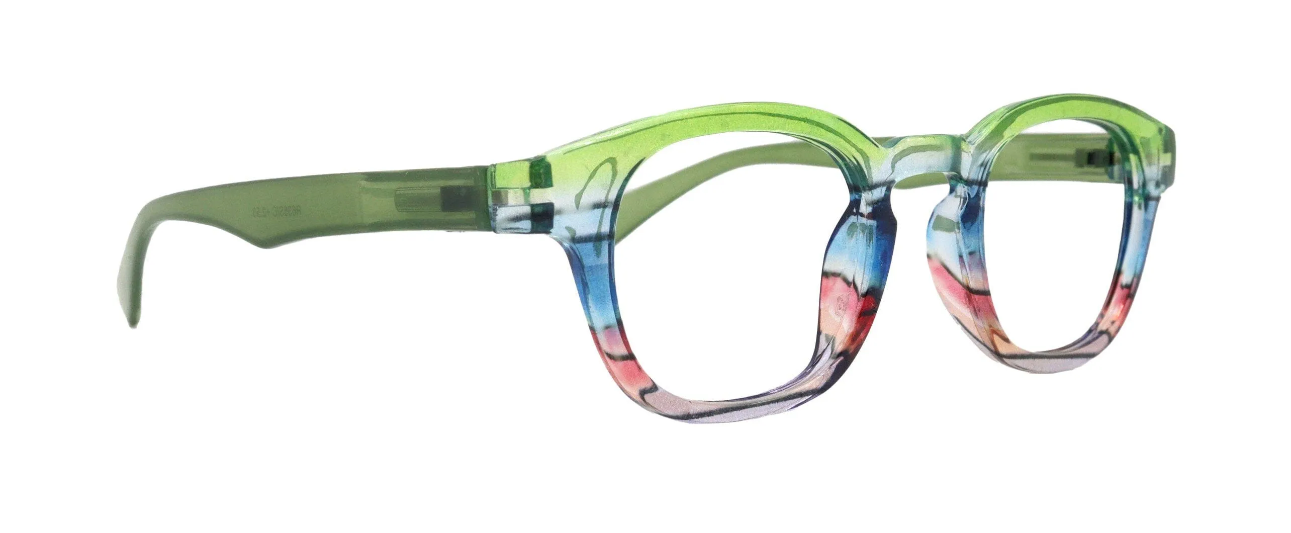 Sorbet Premium Reading Glasses High End Readers  1.25 ..  4.00 (Green Transparent) Round Optical Frames. NY Fifth Avenue.