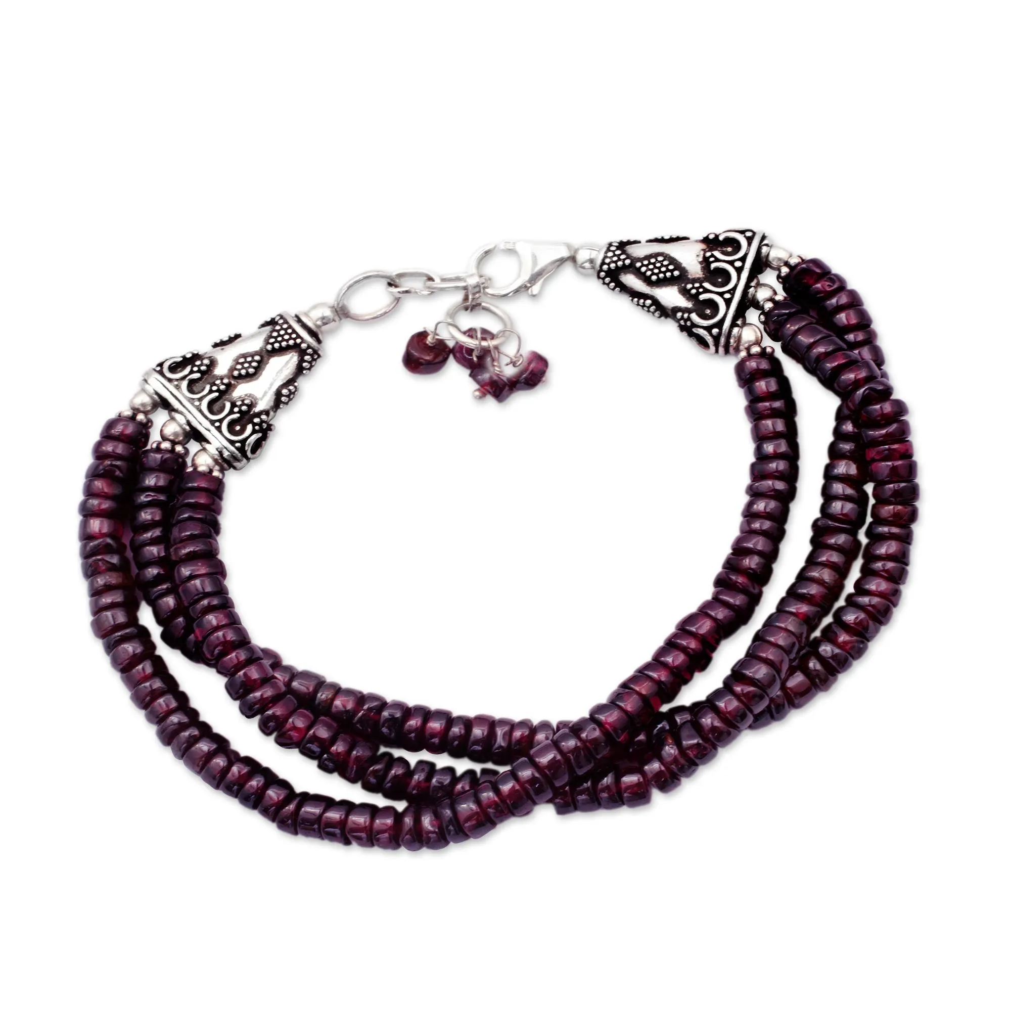 Splendor of India Unique Beaded Garnet Bracelet from India