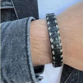 Stainless Steel and Leather Bracelet for Man.