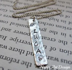 Stainless Steel Hand Stamped Mens Necklace