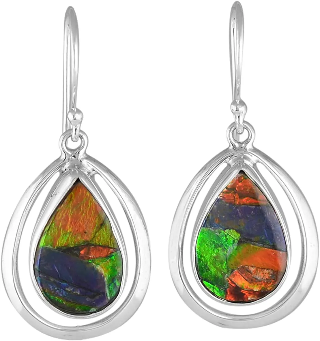 Starborn Ammolite Sterling Silver Pendant and Earring Set