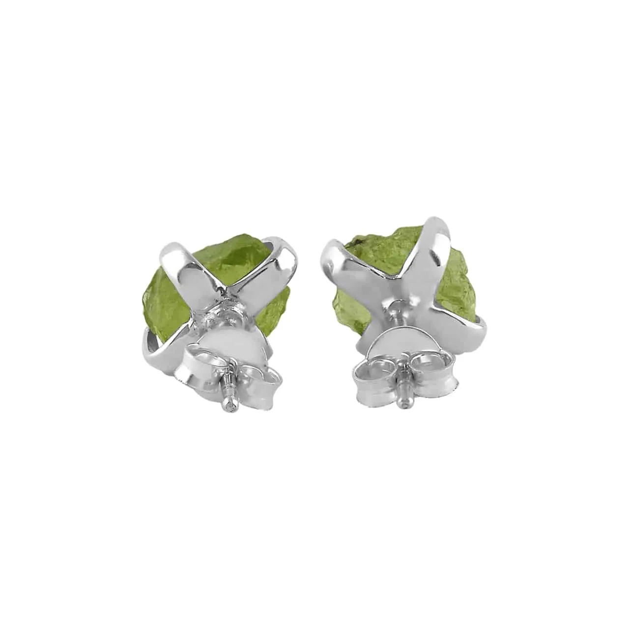 Starborn Rough Peridot Crystal Post Earrings in Sterling Silver