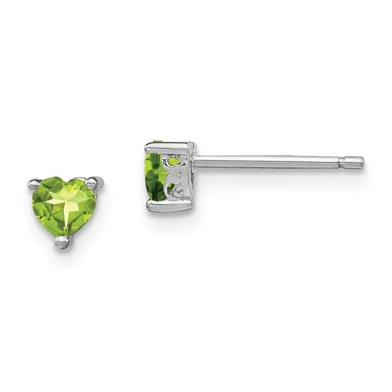 Sterling Silver 4mm Heart Birthstone Post Earrings