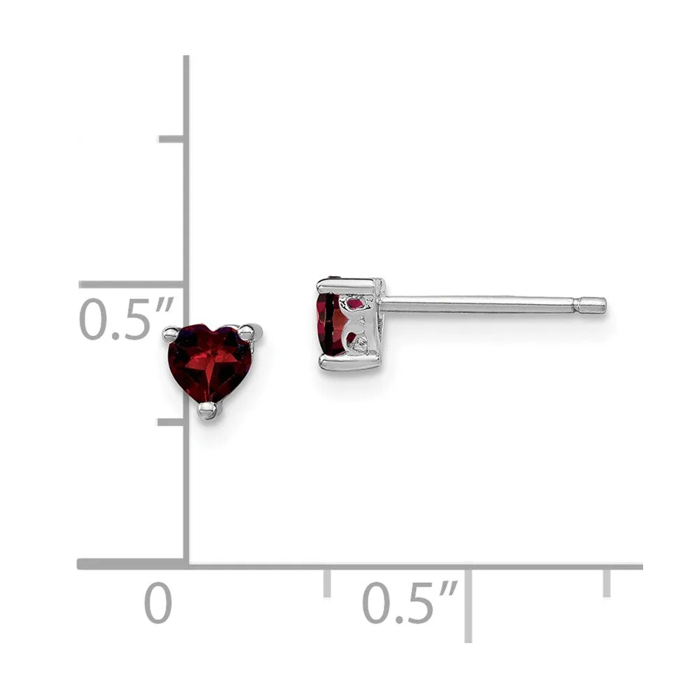 Sterling Silver 4mm Heart Birthstone Post Earrings