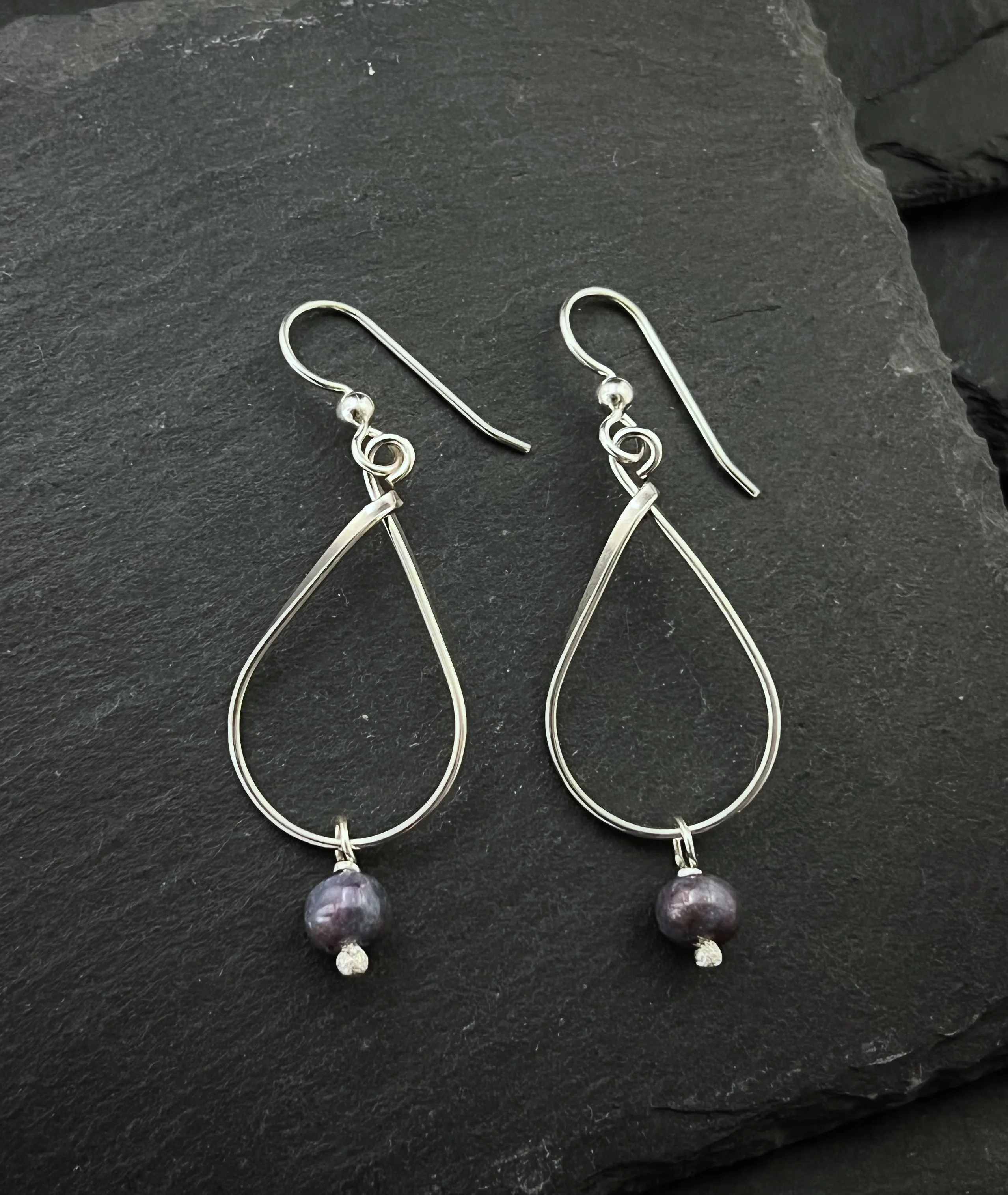 Sterling silver and ruby kyanite teardrop earrings