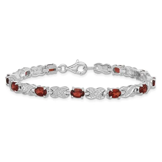 Sterling Silver Oval Gemstone Infinity Link Design Bracelets