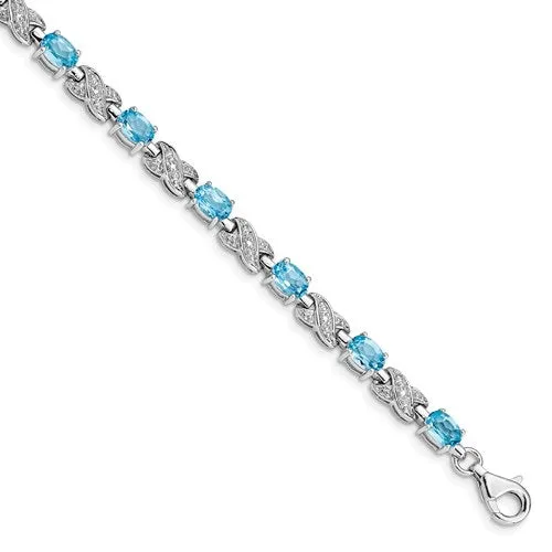 Sterling Silver Oval Gemstone Infinity Link Design Bracelets