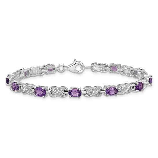 Sterling Silver Oval Gemstone Infinity Link Design Bracelets