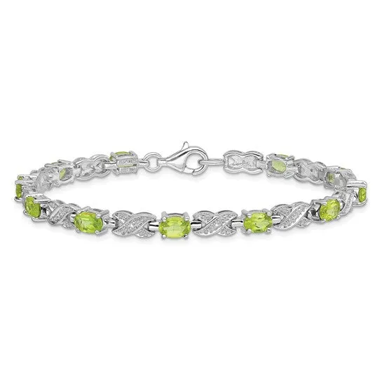 Sterling Silver Oval Gemstone Infinity Link Design Bracelets