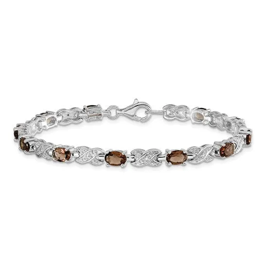 Sterling Silver Oval Gemstone Infinity Link Design Bracelets