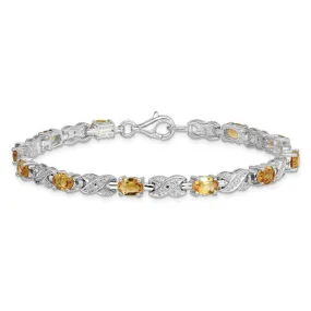 Sterling Silver Oval Gemstone Infinity Link Design Bracelets