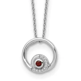 Sterling Silver White Ice Diamond and Garnet Necklace