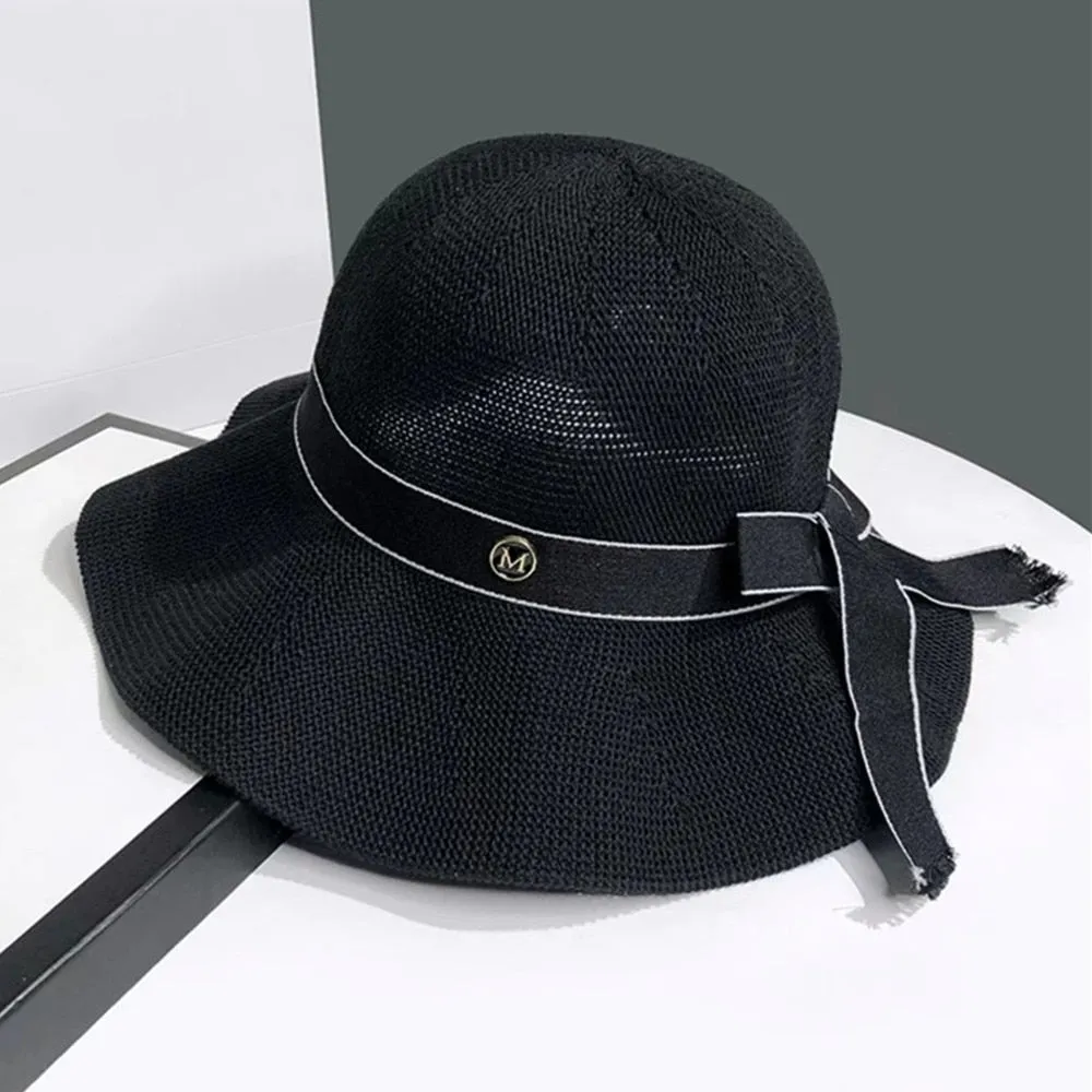 Summer Hats For Women Fashion Bow Design Sun Hat M Letter Streetwear Travel Beach Hat