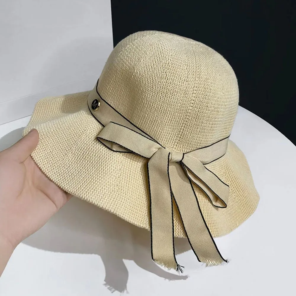 Summer Hats For Women Fashion Bow Design Sun Hat M Letter Streetwear Travel Beach Hat