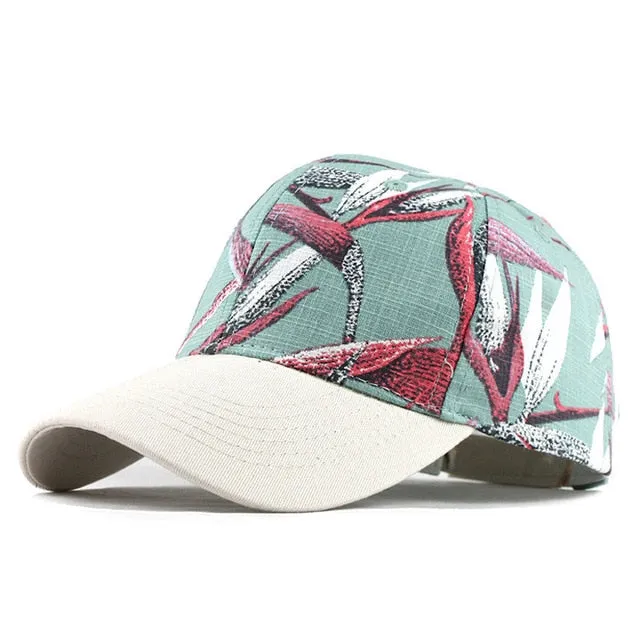 Summer Leaves Printed Snapback Baseball Cap