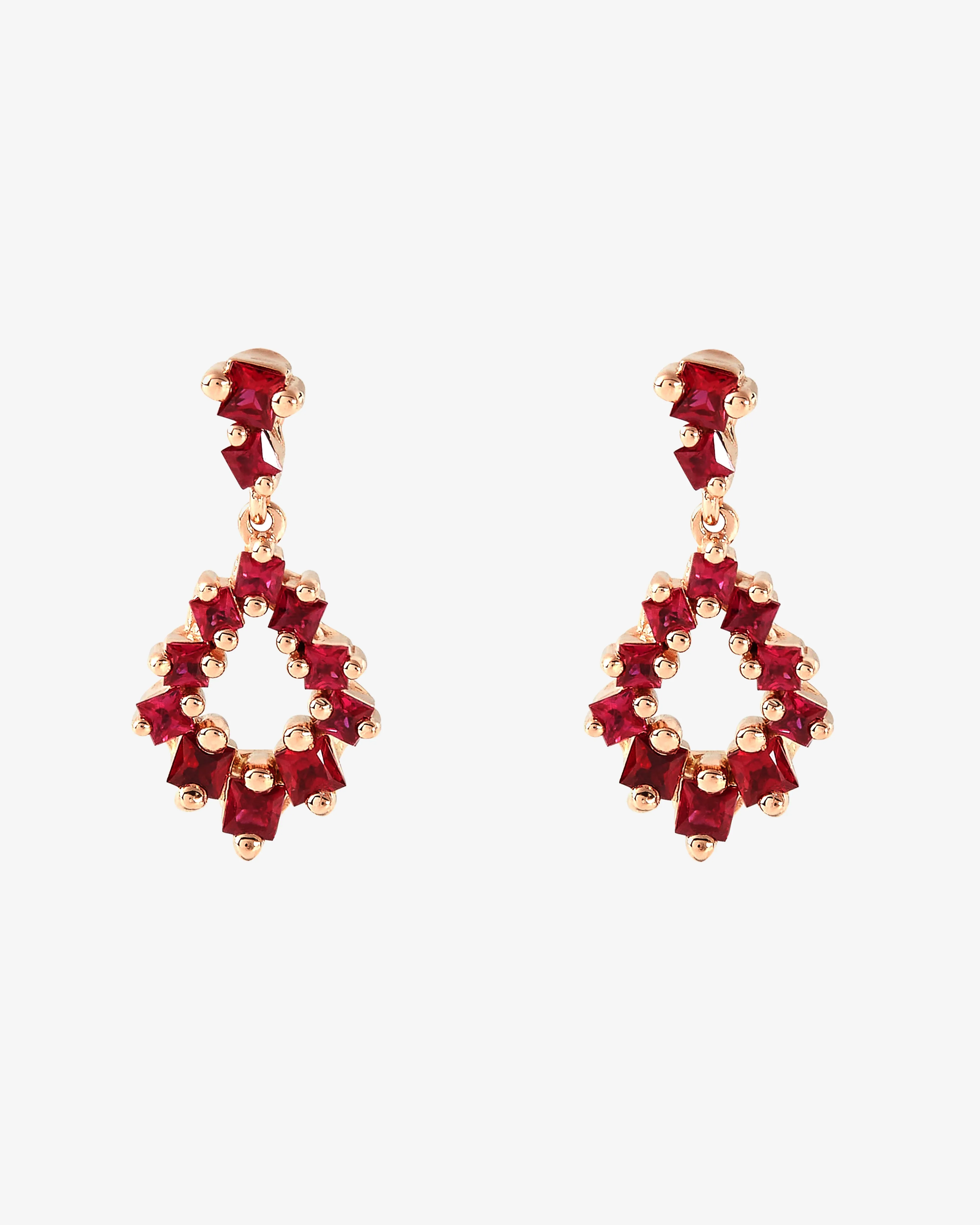 Suzanne Kalan - Women's Ruby Drop Earrings - (Rose Gold)