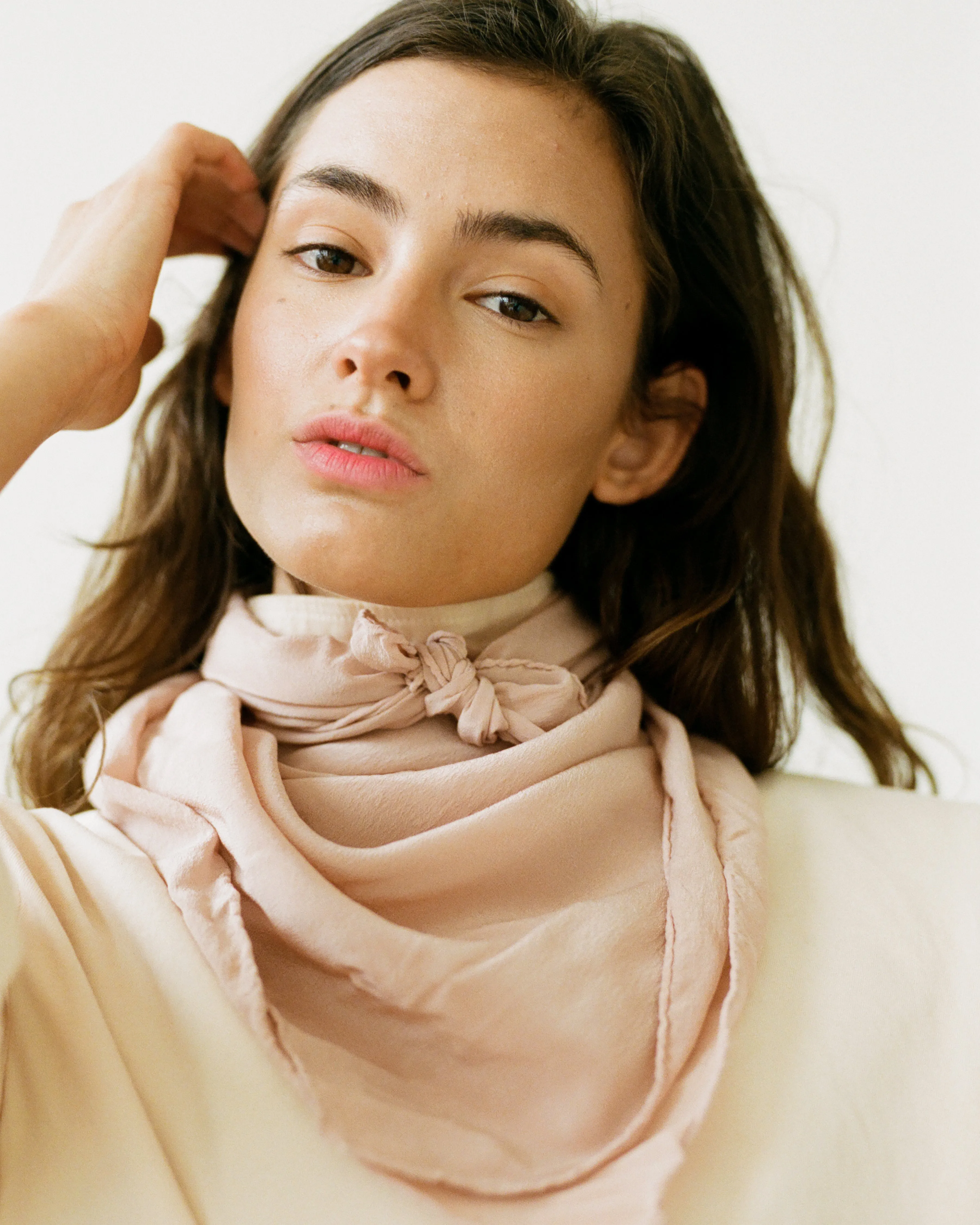 'The Classic' Washable Silk Scarf in Blush