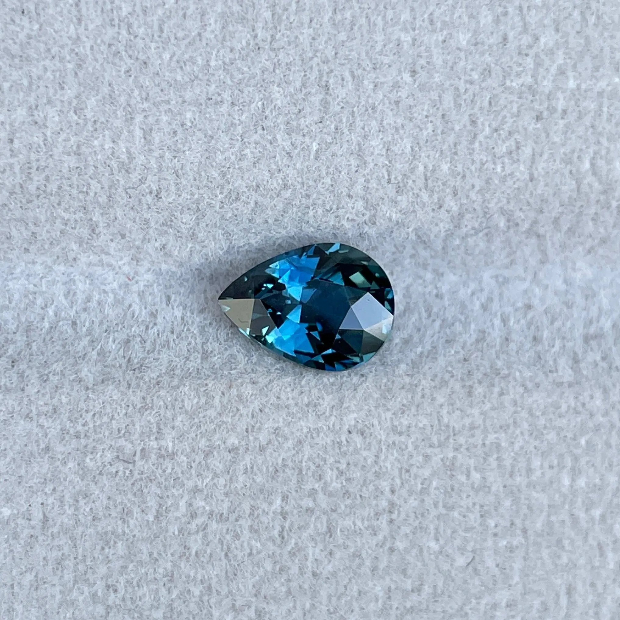 This 1.29 crt Teal Sapphire is well cut to bring out the best colour and lustre, and has a perfect colour blend.